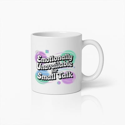 "Mentaal Onbeschikbaar voor Small Talk" Grappige Mok – Unieke Koffiekop voor Introverte Mensen & Kantoorhumor