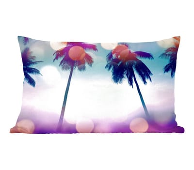 Sierkussens - Kussentjes Woonkamer - 50x30 cm - Zomer - Palmen - Lucht - Roze