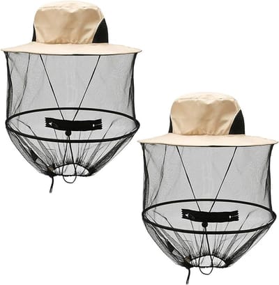Muggennet Hoed - Set van 2 Stuks - Met Handige Rits - Insectenwerende Vishoed met Hoofdnet voor Kamperen, Vissen & Wandelen - Hoofdbescherming - Outdoor Accessoires