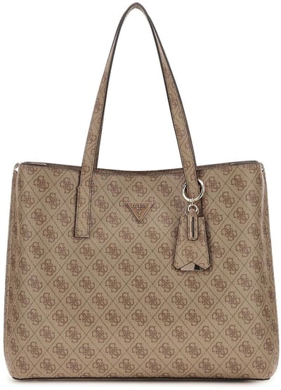 GUESS schoudertas Meridian II Girlfriend Tote Bag Latte Logo Lichtbruin