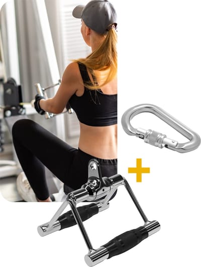 MIRO® Roeigreep - Meedraaiend Roei Handgreep - Parallelgreep - Dubbel Handvat - Fitness Roeitrainer + Karabijnhaak