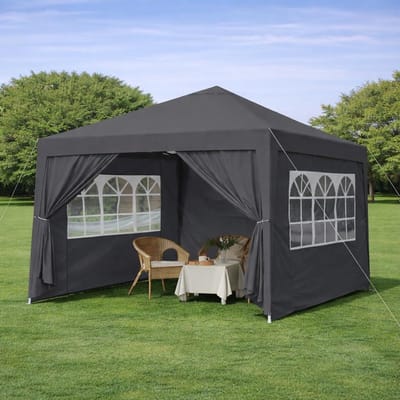 Vouwpaviljoen Partytent - Opvouwbaar Afdak - Feestjes Buiten - Waterdicht PU Zeil - 3 x 3 Meter - Grijs