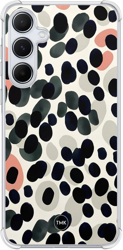 Shockproof hoesje geschikt voor Samsung Galaxy A55 - Modern dots - Schokbestendig - Verhoogde randen - TPU case - Extra Sterke Back Cover - Gestipt - Transparant, Multi