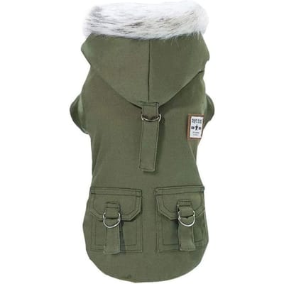 Winterhonden Kleding Warm Puppy Jasjas voor Kleine Honden Katten Chihuahua Yorkie Winddichte Hoodies Huisdier Kleding Militaire Kleding (green,S) groen