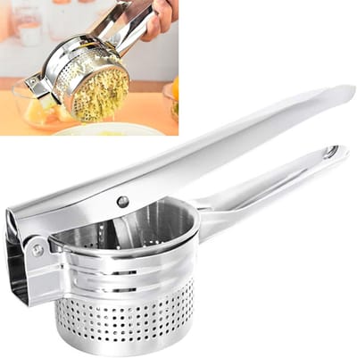 aardappelstamper van roestvrij staal - 1 stuk, Robuuste aardappelstamper, Grote stamper, Manuele vruchtenpers, Keukenapparaat voor het pureren van aardappelpuree