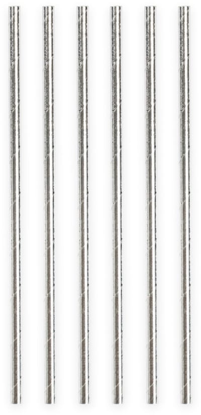 100 Papieren Rietjes Zilver Metallic - 6mm x 197mm - Voordeelverpakking (100 stuks) - Oud & Nieuw, feestversiering & verjaardag