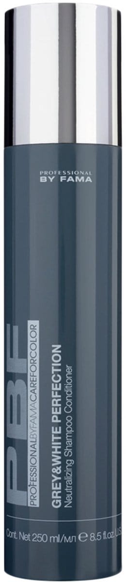 PROFESSIONAL BY FAMA - PBF - VERZORGING VOOR KLEUR - GRIJS EN WIT PERFECTIE (250ml) Neutraliserende Shampoo Conditioner