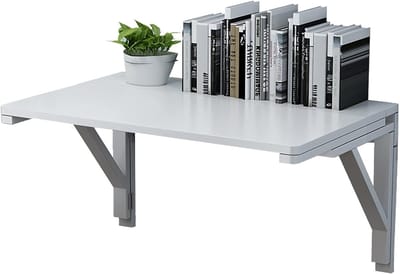 Opklapbare Wandtafel - Neerklapbaar Blad Bureau - Ruimtebesparend Werken - Zwevend Hangend Ontwerp - 80x40cm - Wit