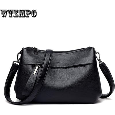 Dameshandtas Veelzijdige Sfeer Enkele Schouder Crossbody Tas Mode Zacht Leer Effen Kleur Tas 26*10*17cm zwart