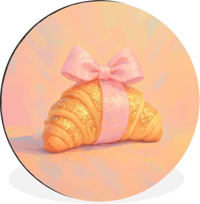 WallCircle - Wandcirkel - Muurcirkel - Croissant - Strik - Roze - Aluminium - Dibond - 30x30 cm - Binnen en Buiten