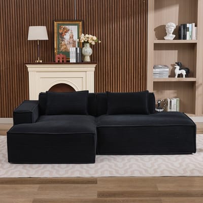 Wishdor Bank - Compact Ontwerp En Elastische Zitting - Moderne Stijl - Voor Woning Of Kantoor - Bekleed Met Polyester - Zwart - 235 Cm