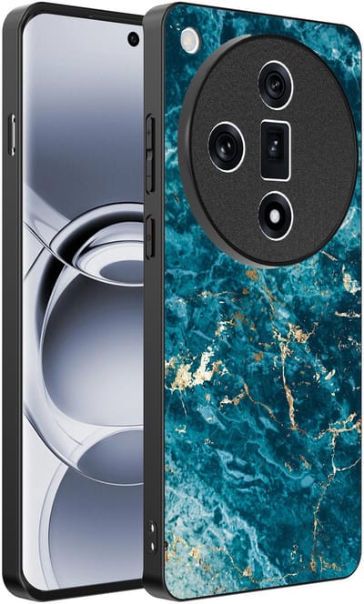 Smartphonica Telefoonhoesje Geschikt voor Oppo Find X7 met marmer opdruk - TPU backcover case blue marble design - Blauw geschikt voor Oppo Find X7