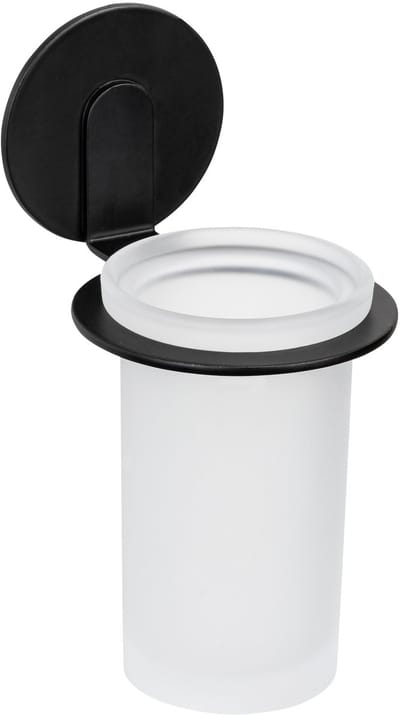 WENKO Turbo-Loc Tandenborstelbeker Bivio mat zwart aluminium - Tandenborstelhouder - Zwart - Zelfklevend - Zonder boren