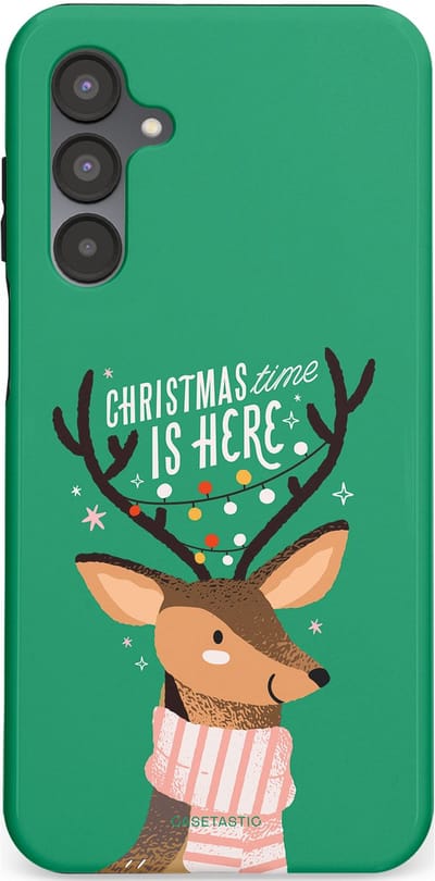 Casetastic hoesje geschikt voor Samsung Galaxy A16 - Dubbellaagse bescherming - Rudolf het Rendier op het groen - Fashion Case - Turquoise Perzik Donkergroen