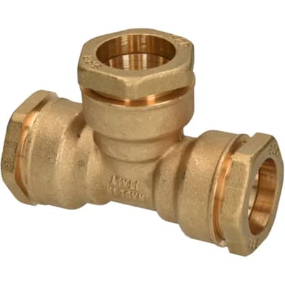 Sanivesk Tyleen T-stuk Messing 25x25x25mm