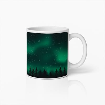 Noorderlicht Bos Mok – Prachtige Aurora Borealis Koffiemok voor Natuurliefhebbers
