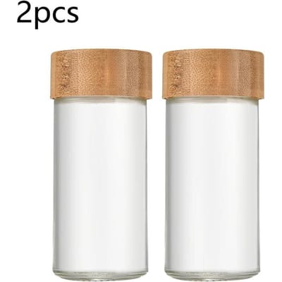 40oz Vierkante Kruidenpot Peper Kruidenfles 24 Sets Peperfles 90ml 120ml Bamboe en Glas Kruidenpot beige