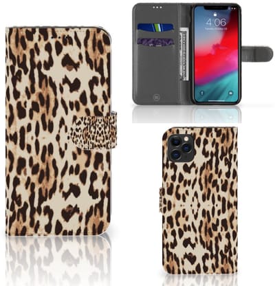 Boekhoesje voor Apple iPhone 11 Pro Max Telefoonhoesje met Pasjes Leopard