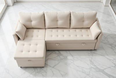 Luxe L-vormige Modulair Fluwelen Hoekbank met Slaapfunctie en Opbergruimte – Reversibele Chaise Lounge – 3-Zits Sofa voor Woonkamer | House&Garden