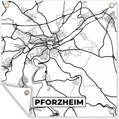 Tuin poster Pforzheim - Plattegrond - Kaart - Stadskaart - 200x200 cm - Tuindoek