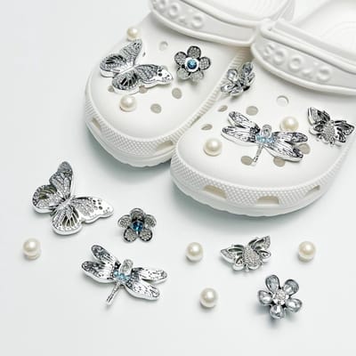 Schoenaccessoires-geschikt voor crocs charms- geschikt voor crocs pins- geschikt voor crocs Accessoires- geschikt voor Crocs Jibbitz-CJ-242 parelblauwe diamant libbelvlieg