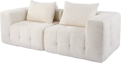 HomeMiYN Modulair Banken – Linker Module Bank – Beige Schuim Bank – Combineerbare 1-Zits Sofa Module – Modern Minimalistisch Design