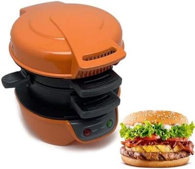 Hamburgermaker Elektrisch - Sandwichpers Pasteitjesmaker - Ontbijt Bereiden - Veelzijdig Koken - Compact Ontwerp - Bruin