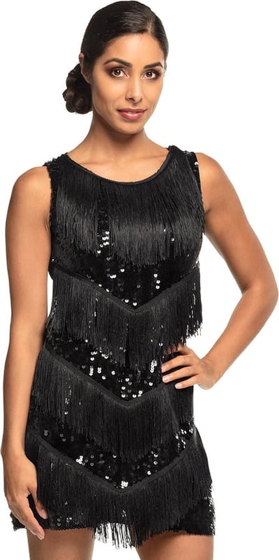 Boland - Jurk Flapper Chicago zwart (M) - Volwassenen - Charleston - 20's - Roaring Twenties