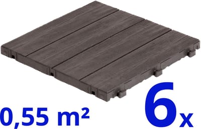 Terrastegels - Composiet - Bruin - 6 Stuks - 0.55 m² - Wood Grain - Vlondertegels - Balkontegels - Onderhoudsvrij - Makkelijke en Snelle Montage