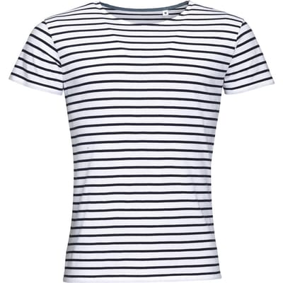 SOLS Heren Miles Gestreept T-Shirt met korte mouwen (Wit/Zwaar)