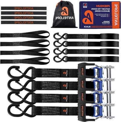 Spanbanden met ratel - Sjorbanden set - Lading zekeren - Sterke S-haken - 6 meter - Zwart
