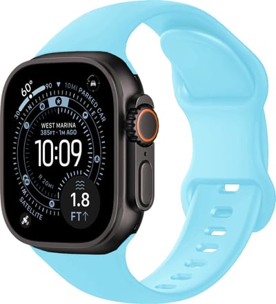 Siliconen Bandje Geschikt voor Apple Watch Ultra 1, 2, 3 (49 mm) Bandje Siliconen - Horloge Band Verstelbaar Polsband - Lichtblauw