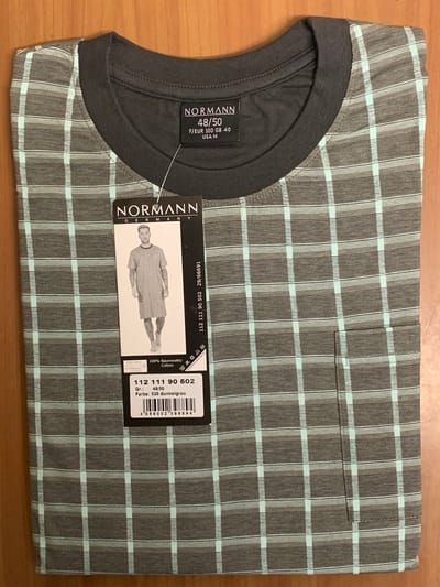 Heren nachthemd nachtjapon met korte mouwen in elegant ruitdessin - ook in oversized maten