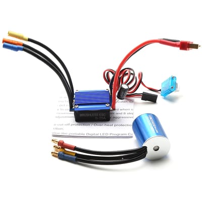 Moteur sans balais 2435 4800KV et remplacement ESC 25A pour camion télécommandé HSP Wltoys 1/16 1/18 4800KV bleu