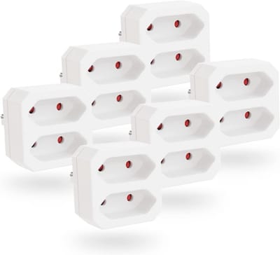 Dubbele stekkeradapter 2-voudig voor stopcontact - Max 1100 W, Wit