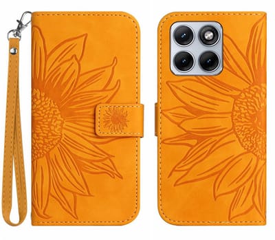 Coverup Hoesje - Geschikt voor Motorola Edge 70 Fusion Hoesje - Coverup Zonnebloem Book Case met Koord - Oranje