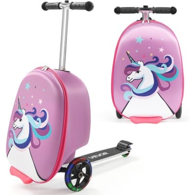 VEVOR Scooterkoffer, 20 liter inhoud, reiskoffer met Flash PU-wielen, TPR antislip handgreep, max. draagvermogen 50 kg, handbagage voor kinderen vanaf 5 jaar, paars