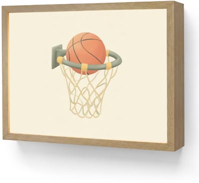 Nachtlampje 40x30 cm - Kinder lamp - Basketbal - Net - Oranje - Tafellamp kinderkamer draadloos - Slaapkamer lampje - Bedlamp kinderen - Kinderlampje - Wandlamp babykamer - Nachtlampjes