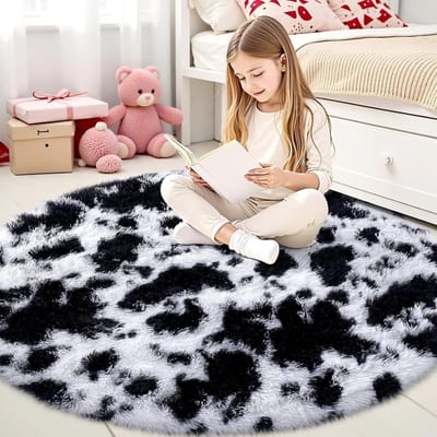 Dailygoods- Tapijt 120x120 cm - Zacht Pluizig Shaggy - Machinewasbaar - Antislip - Veiligheidswaarschuwing - Ideaal voor Woonkamer/Slaapkamer/Kinderkamer - Vloerkleed