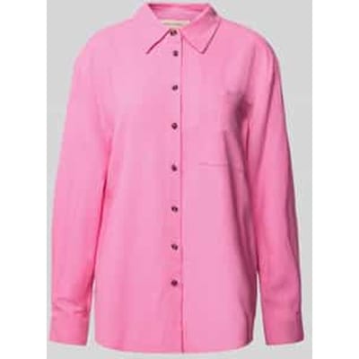 Relaxed fit linnen blouse met borstzak, model 'Lava'