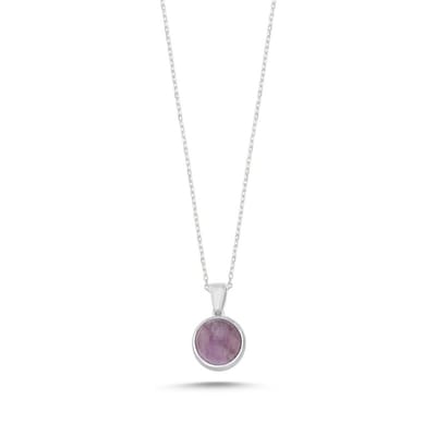 Ronde Amethist Hanger 925 Zilver Ketting | Paarse Natuurlijke Edelsteen | Spirituele Betekenis | Solitair Design