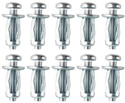Dailygoods- Gipsplaatbevestigingen M6x25 - Robuuste Wandankers - Holle Metalen Pluggen - Expansieschroeven - 10 Stuks - Geschikt voor Holle Materialen