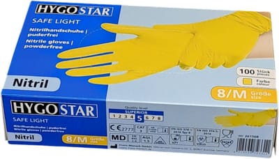 Hygostar wegwerp handschoenen nitril poedervrij GEEL - maat M - 100 stuks