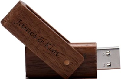 Walnoot hout uitklap usb stick gepersonaliseerd met uw naam , tekst of logo - 16gb