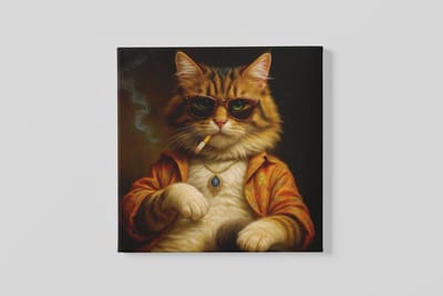 Vierkant Canvas Schilderij Dieren - Vintage kat - 100x100 cm