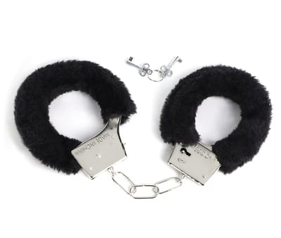 Smart Moves - Metalen Handboeien met Fake Fur - Zwart