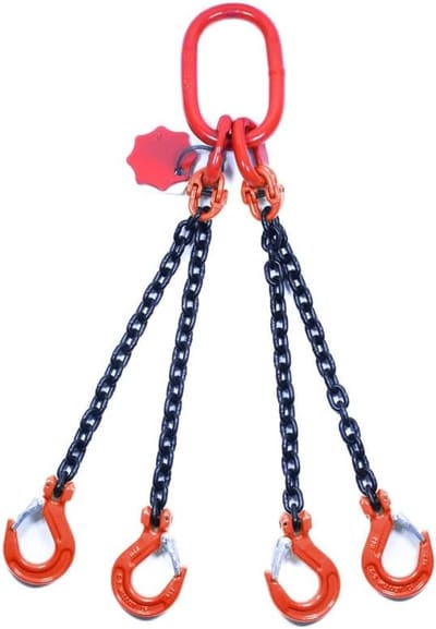 Kettinghanger 4 strengen - Aanslagketting kraan - Zwaar hijswerk - Kwaliteitsklasse 8 - 10 mm x 2 m