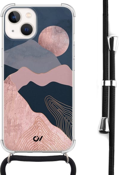 Casevibes - Telefoonhoesje met koord - Geschikt voor Apple iPhone 13 - Landscape Rosegold - Roze -