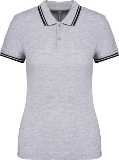 Kariban Gestreepte damespolo korte mouwen K273 - Oxford Grey / Black - L
