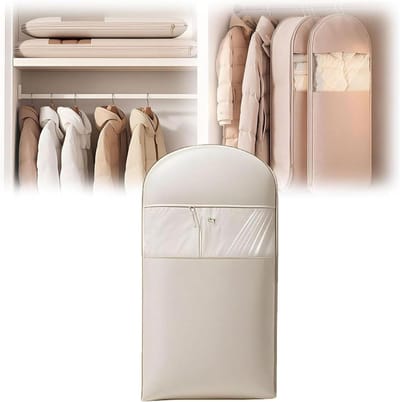 Hangende Kledingtas - Opbergzak - Ruimte Besparen - Zelfcompressie Rits - 110 x 58 x 15 cm - Beige